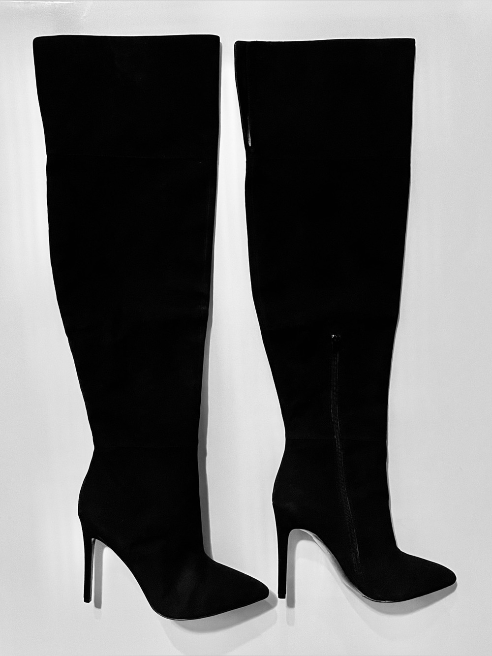 ALDO Leather/Suede Black Tall Over-the-Knee Stiletto Boots - Picture 8 of 14